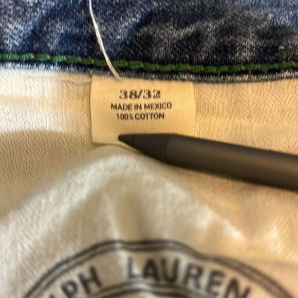 POLO RALPH LAUREN denim blue jeans button fly 38X32 38 X 32 - Picture 6 of 9